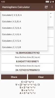 Hemisphere Calculator android App screenshot 5