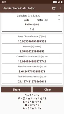 Hemisphere Calculator android App screenshot 6